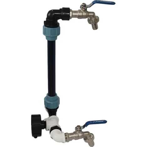 S60x6 IBC-Tankadapter aus Messing – Ablaufgarnitur mit Hahn – 3/4 Zoll Hahnauslass – Schlauch- und Hahnanschluss – IBC-Tank-Zubehör –