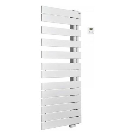 Acova – Sèche-serviette électrique 1000W – Design asymétrique à droite – Tubes plats en acier – Régulation radiofréquence – 50 coloris disponibles (1/4)