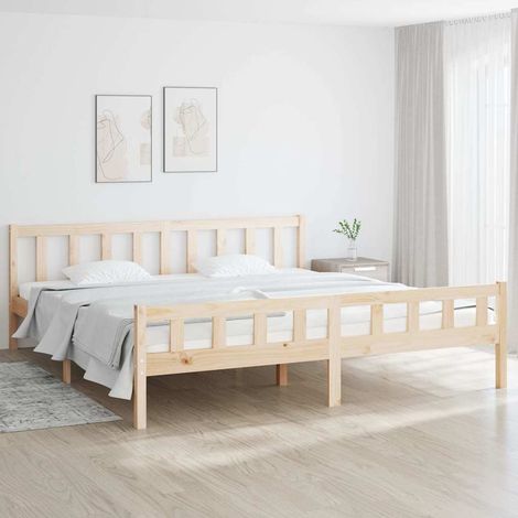 Cadre de lit 160 x 200 cm en pin massif avec sommier à lattes, sans matelas, 25kg - PANGIVO (1/5)