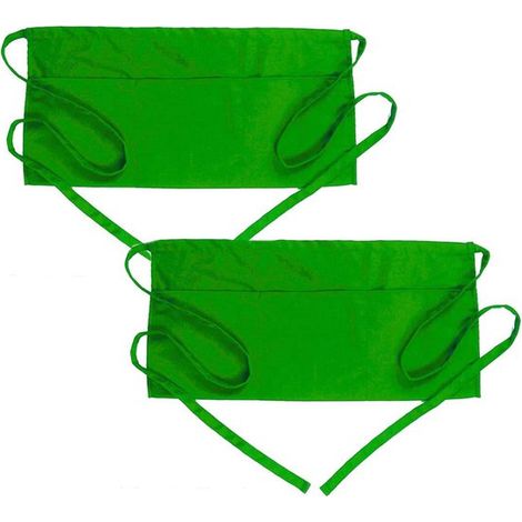 Grembiule in due pezzi con 3 tasche, in poliestere idrorepellente, grembiule da cameriere, unisex, con cintura lunga per cucina e ristorante (cameriere, barista, addetto alla reception) (1/5)