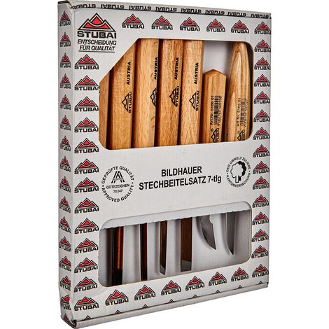 Stubai 510201 Assortimento sgorbie e coltelli 7 pzi, Rosso (Rot), M, Set di 7 Pezzi (1/4)