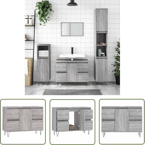 Maison Exclusive Badschrank Grau Sonoma 80x33x60 cm Holzwerkstoff