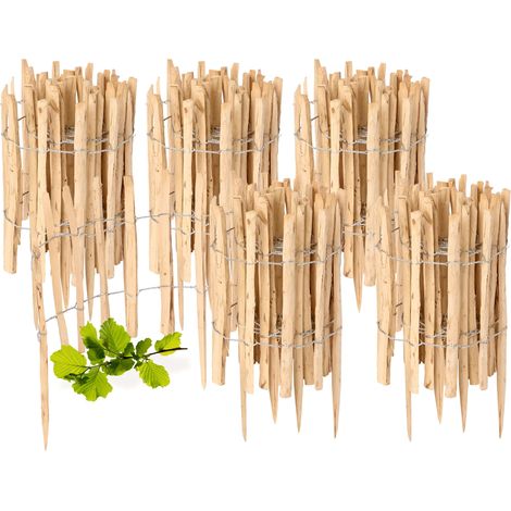 Garronda Cloture Jardin Exterieur à Planter en noisetier, clôture Jardin, clôture Bois, Bordure en Bois, ganivelle de Potager Exterieur GD-0156 Lot de 5 (Écart des Lattes: 3-5 cm, 50 cm x 5m)