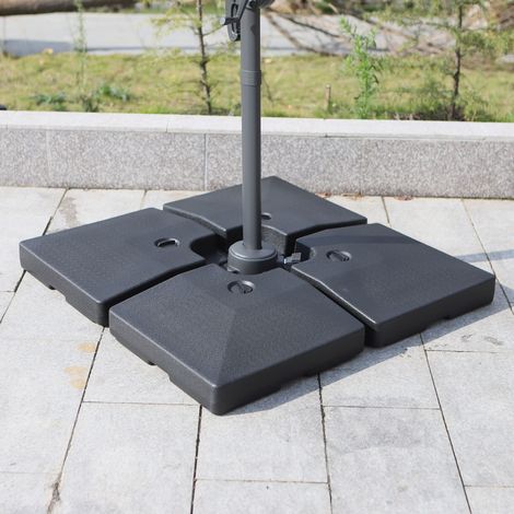 Outsunny 4er-Set quadratische, beschwerte Sonnenschirmständer für Ampelschirme, Maße pro Ständer: 51 x 51 x 12 cm (L x B x H), Polyethylen – Befüllbar mit bis zu 80 kg Wasser oder bis zu 120 kg Sand –