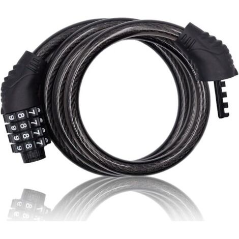Câble antivol pour vélo, combinaison à 4 chiffres, longueur 1,1 m (3,6 pieds), réinitialisable, pour scooter électrique - Noir (1/5)