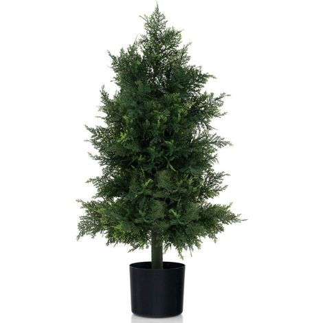 Arbol topiario de cedro artificial con maceta y hojas de pino resistentes al sol
