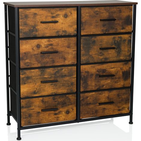 Kommode RAGALA LIGHT 80x30x82 cm 8 Schubladen räuchereiche hjh LIVING