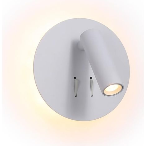 Applique murale LED minimaliste et moderne avec deux interrupteurs indépendants, projecteur de lecture orientable à 350°. (1/4)
