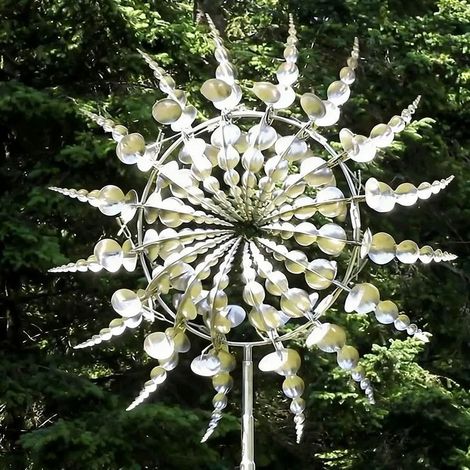 Girouette de jardin en acier inoxydable, moulin à vent décoratif multicolore, sculpture cinétique pour extérieur, résistant aux intempéries, stable et durable, décoration pour terrasse et pelouse (1/5)