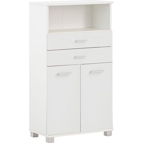 Bad Highboard in weiß matt, 2 Schubladen - PROVIDENCE-80 (1/4)