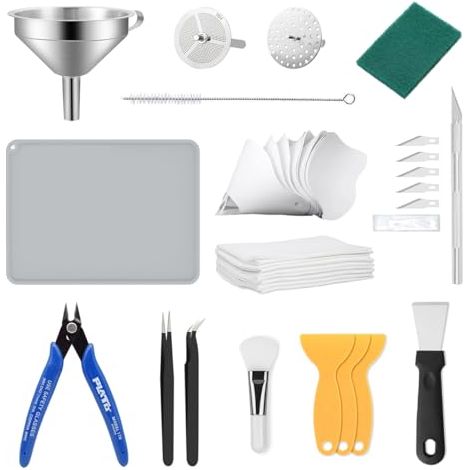 Kit d'outils pour Imprimante 3D Résine, Accessoires LCD, Ensemble d'entonnoirs en Acier Inoxydable, un Outil de Nettoyage, Tampon Silicone, etc l'impression Resin Printer Tool - (1/5)