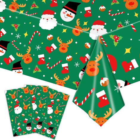 Nappes de Noël jetables en plastique, lot de 2, décoration de table festive pour repas de famille, fête, réveillon et événements hivernaux (1/5)