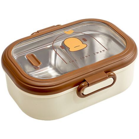Boîte à lunch hermétique en acier inoxydable de 950 ml avec compartiments, idéale pour l'école/le travail — (1/5)