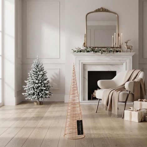 Albero decorativo cono in metallo argento con luci Led bianche per decorazione natalizia -60 cm (1/5)