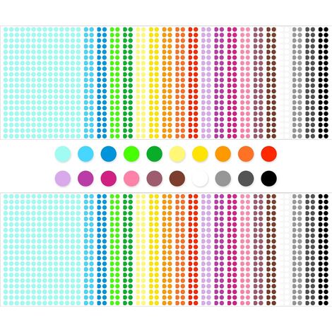 11200 Pcs Pastille Autocollante Ronde 40 Feuilles Pastille Autocollante de Couleur 8mm Autocollants à Points Adhésifs Étiquettes de Codage de Couleur pour Calendriers Scolaires Bureau (1/5)