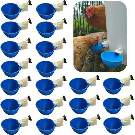 20 bebederos automáticos de plástico para aves de corral, dispensador de agua casero para pollos, kit de dispensador de agua automático para pollos, patos, gansos y pavos. (1/5)