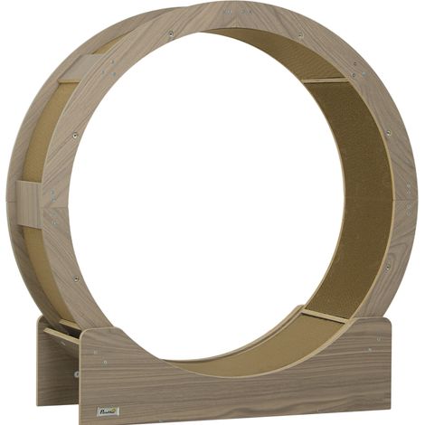 Ruota per gatti in legno da 91 cm con freno e tiragraffi, color noce HOMVRA (1/5)