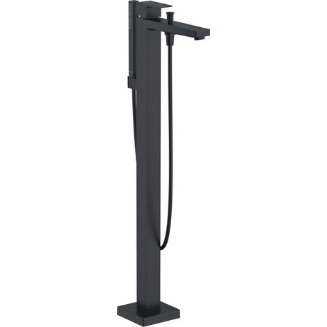 Robinet de baignoire, pose au sol, pour 2 consommateurs, avec robinet d'inversion, mitigeur monocommande avec système de mélange céramique, noir mat (1/2)
