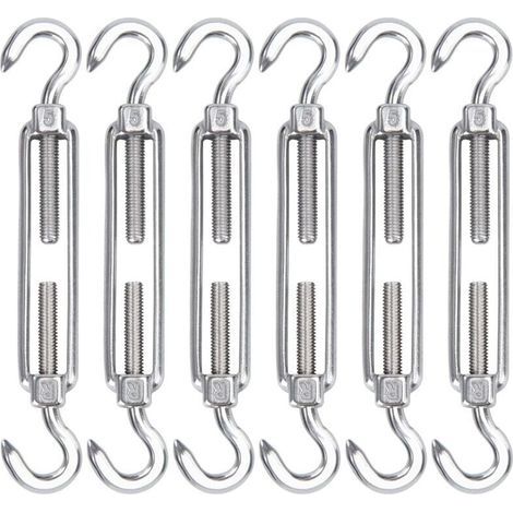 M5 Tendeur Cable Acier Inoxydable, Lot de 6 Tendeur de Fil Crochet et Crochet Réglable Heavy Duty Tension Hook & Hook pour Corde Cable Fil à Linge, Grillagefor Sun Shade Installation (1/5)