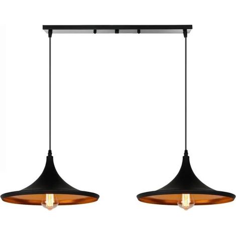 U-Do Lustre Suspension Pendentif Vintage en Aluminium 2 Têtes Lampe de Plafonde illuminé Industriel décoration Couloir Salon Bar (1/4)