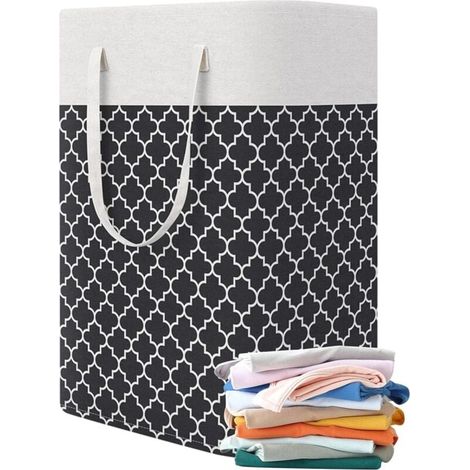 Panier De Rangement pour Vêtements s, 75L Grand Organiser Paniers pour Vêtements Stockage, Pliage Grande Capacité Corbeilles à Linge, Panier à Linge Autoportant avec Poignée (1/4)