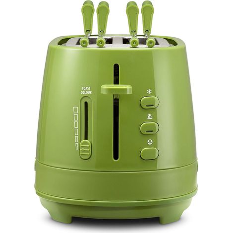 De'Longhi CTLAP2203.GR Tostapane 2 Fette con Pinze 550 W 6 Livelli di Tostatura Vassoio Raccoglibriciole colore Verde (1/5)