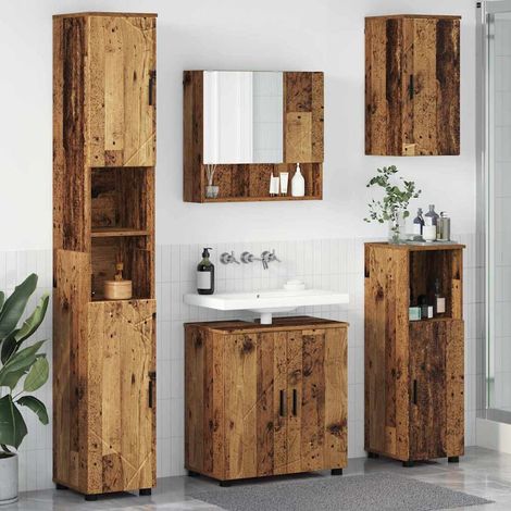 Badezimmermöbel-Set 5 pcs Altholz Holzwerkstoff & Metall vidaXL (1/5)