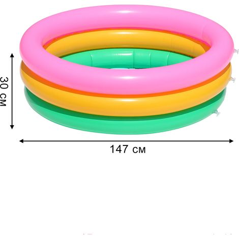 Piscine gonflable (30x147cm), ronde, en PVC souple, pataugeoire d'été extérieure. (1/5)