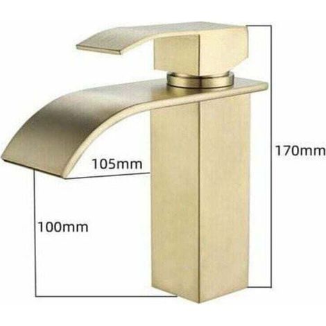 Robinet De Lavabo Cascade Doré, XU, Mitigeur Eau Chaude/Froide Réglable - KZQ (1/4)