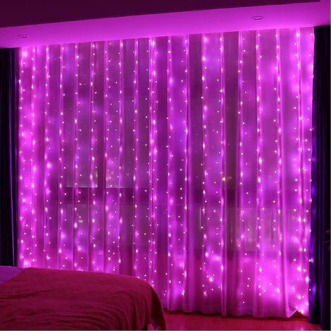 300LED Guirlande Lumineuse Rideau, 3x3m USB, 8 Modes Télécommande, Pour Noël, Mariage, Anniversaire, Fenêtre, Maison,Rose (1/5)