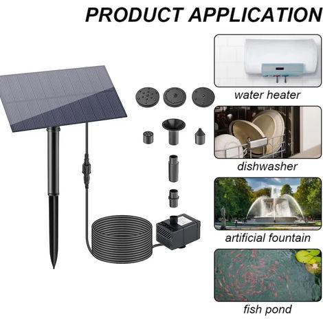 Kit de pompe à eau solaire 5W 5V avec piquet pour panneau solaire, système d'arrosage économe en énergie, décoration de jardin pour aquarium (1/5)
