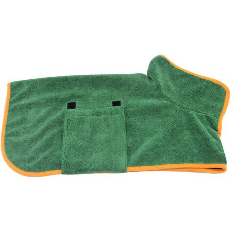 Chien Peignoir Serviette Chien Sechage Manteau Microfibre Sechage Rapide Super Absorbant Pet Chien Chat Peignoir De Bain Serviette, Vert Fonce S - Vert Fonce S (1/5)