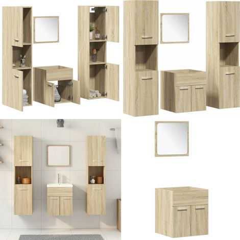 vidaXL Ensemble de meubles de salle de bain 4 pcs chêne sonoma (1/5)