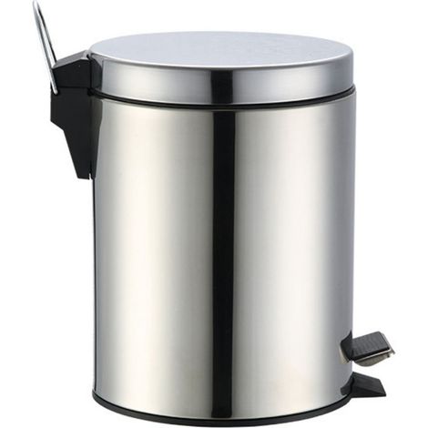 Poubelle de cuisine 5L en acier inoxydable avec poignée ergonomique silencieuse et repose-pied antidérapant pour salon et chambre (1/5)