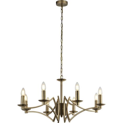 Lustre ASCOT 8L métal laiton antique E14 max 8x60w diamètre 72cm (1/5)