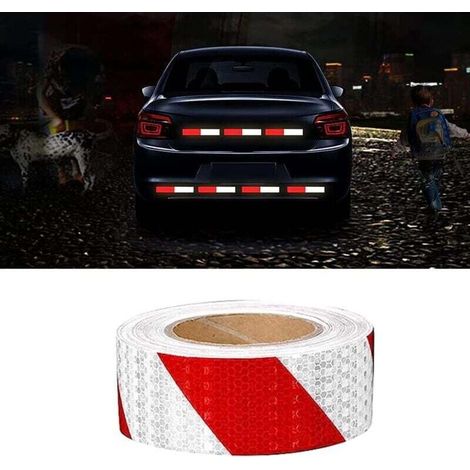 Ruban Réfléchissant, Rouge et Blanc 25m x 5cm Bande Reflechissante Autocollante, Ruban Réfléchissant Adhésif, Ruban Avertisseur Réfléchissant (1/4)