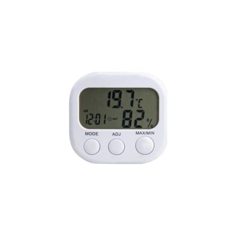 1 x Termometro igrometro digitale LCD per interni/esterni con orologio e indicatore di umidità -55℃-70℃, display LCD - Crezuo