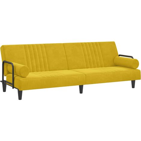 Canapé Sofa-lit avec accoudoirs jaune velours (1/5)