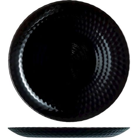 Pampille flacher Teller Ø 25 cm aus opal schwarzem Glas