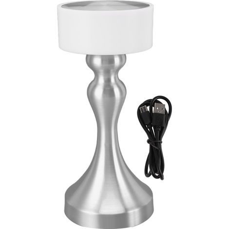 Ortviai Lampe de chevet sans fil rechargeable en métal argentée – 3 modes + gradation continue tactile LED (1/5)