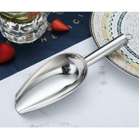 Cuillère à glace en métal, pelle polyvalente pour cuisine, bar, mariage, plage, nourriture chien, distributeur de glaçons, outil multifonction robuste. (1/5)