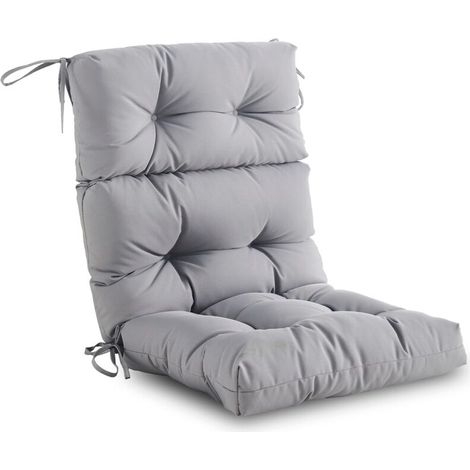 Coussin de chaise à dossier haut pour intérieur/extérieur – Assise/dossier en mousse haute résilience, imperméable et résistant aux intempéries, convient aux meubles d'extérieur, gris (1/5)