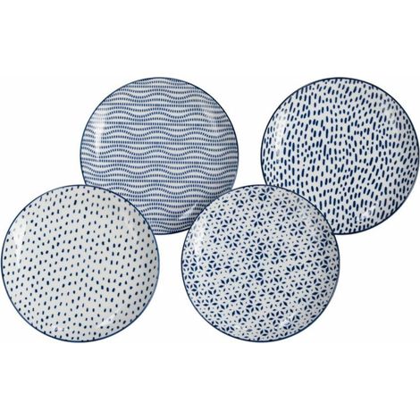 Set mit 4 blauen Porzellantellern (1/4)
