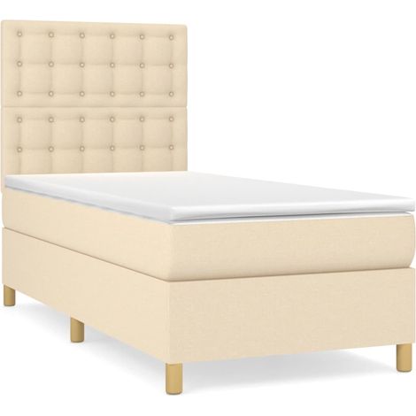 Maison Exclusive - Giroletto a Molle con Materasso Crema 90x200 cm inTessuto