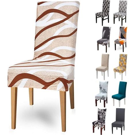6er-Set Stretch-Stuhlhussen, Polyester-Elastan, waschbar, Rundumschutz, für Küche, Esszimmer, Hotel (1/5)