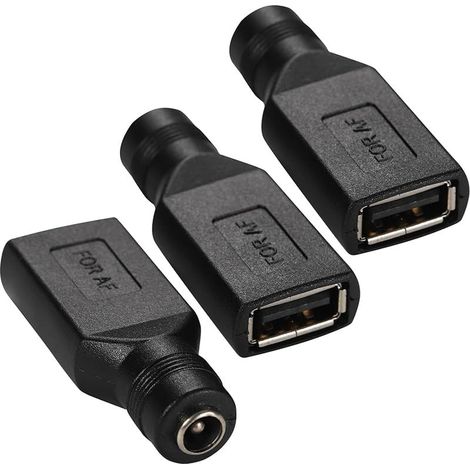 3 Pcs Adaptateur d'alimentation USB A vers DC, convertisseur USB 2.0 Femelle vers connecteur Femelle 5,5 x 2,1 mm pour Le Chargement d'un Ordinateur Portable (1/5)