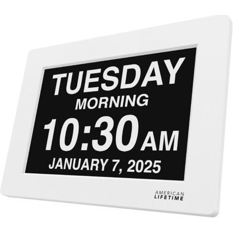 New 2025 Digital Clock for Seniors with Dementia, Large Screen with Personalized Alarms, Calendar with Day and Date, Clear Numbers, Alzheimer's Digital Clock White (1/4)