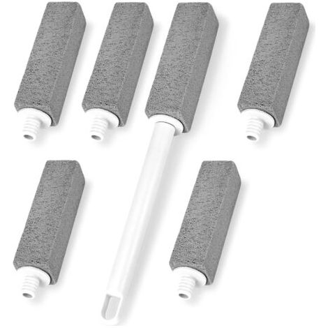 Lot de 6 Pierre Ponce Brosse WC avec Manche Long,Nettoyant pour Toilettes en Pierre Ponce RemplaçAble,Peut dans La Cuisine, Bain, Piscine, éViers, Piscine, Baignoire, Carreaux, Grilles (1/5)