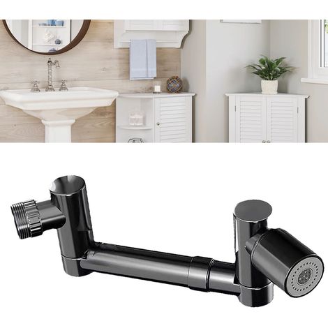 Rallonge de robinet universelle pivotante à 1440 degrés, aérateur d'évier, accessoire de douchette rotative pour cuisine et salle de bain, noir (1/5)