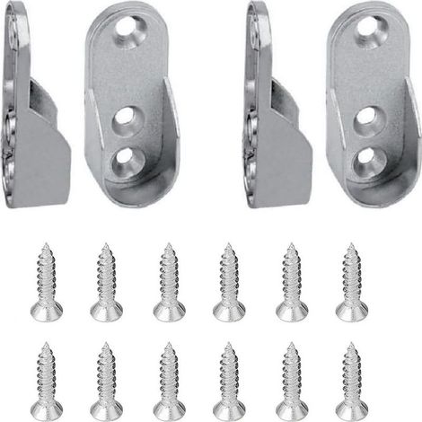 Lot de 4 supports ovales pour tringle à vêtements, support en alliage de zinc, support pour tringle ovale de 45 × 19,5 mm (3 trous de fixation) (1/5)